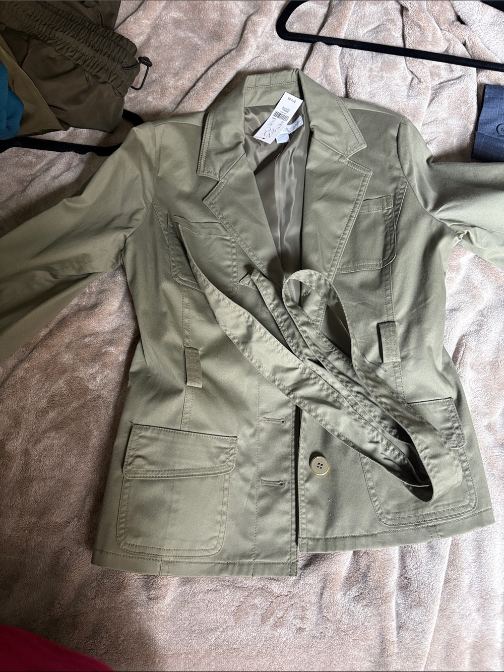 New York & Company Olive Green Utility Blazer